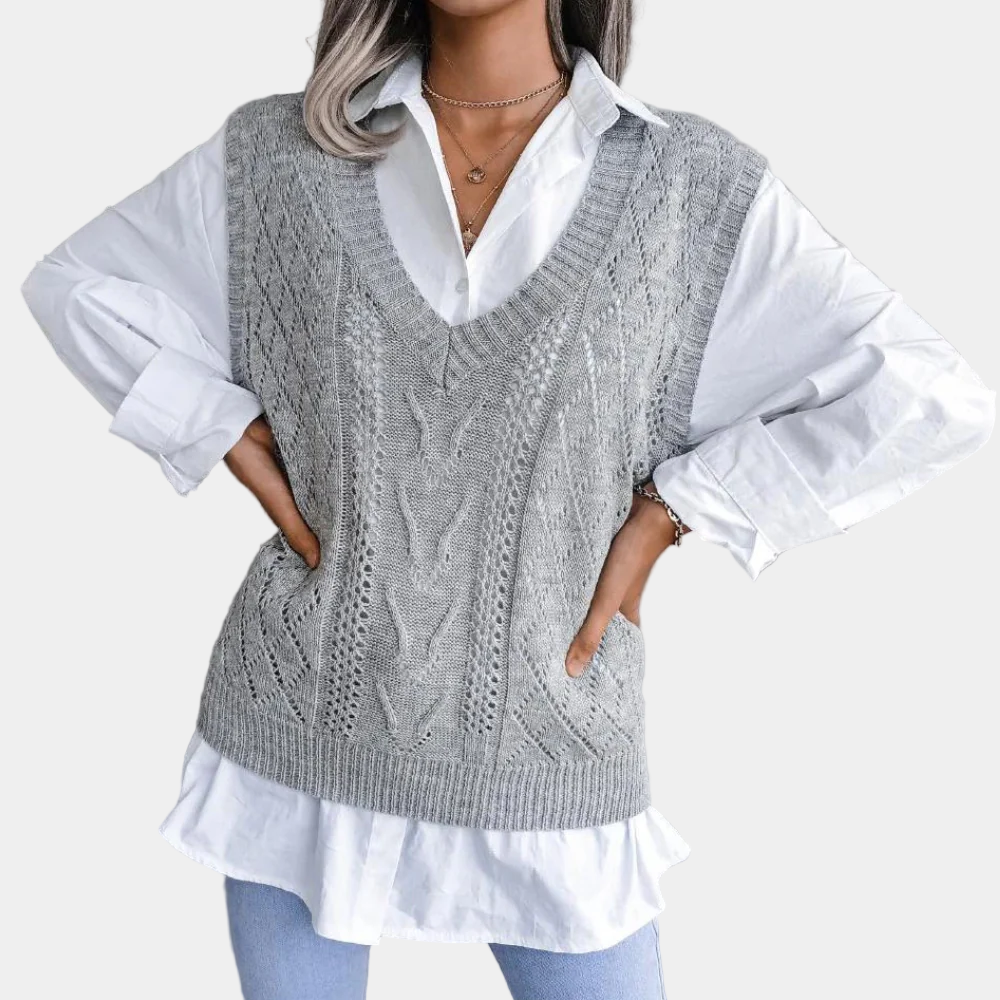 Women’s Cable Knit V-Neck Vest | Timeless Layering Style