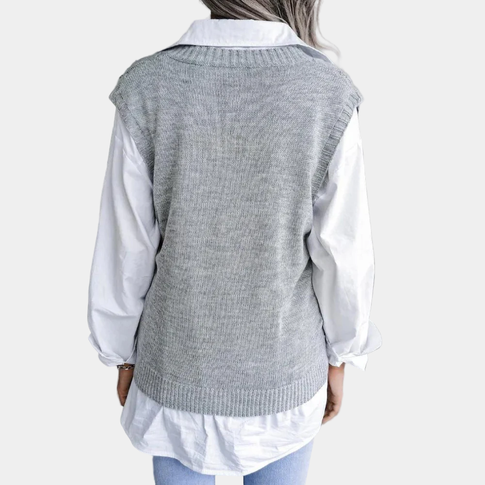 Women’s Cable Knit V-Neck Vest | Timeless Layering Style