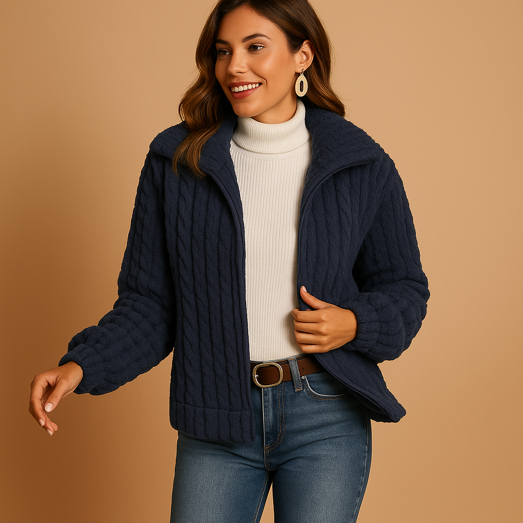 Women’s Long Jacket | Stand Collar Design with Clean Silhouette