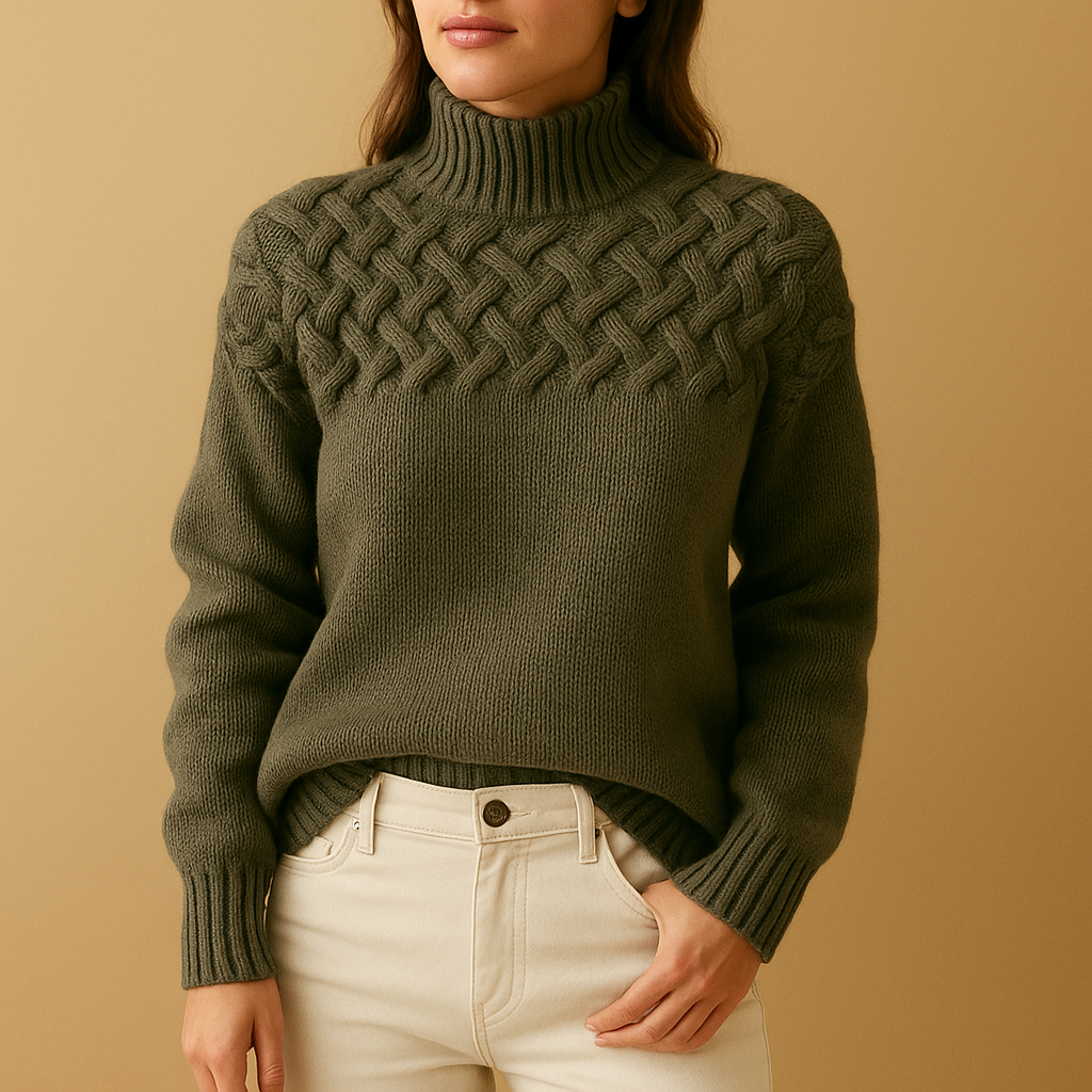 Women’s Knitted Turtleneck Sweater – Soft Texture