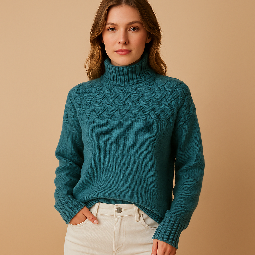 Women’s Knitted Turtleneck Sweater – Soft Texture