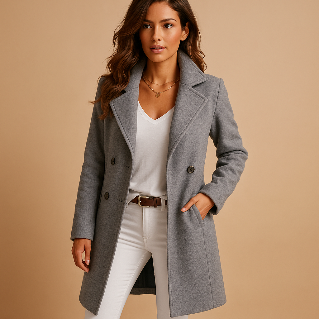 Women’s Long Coat | Tailored Design with Button Closure