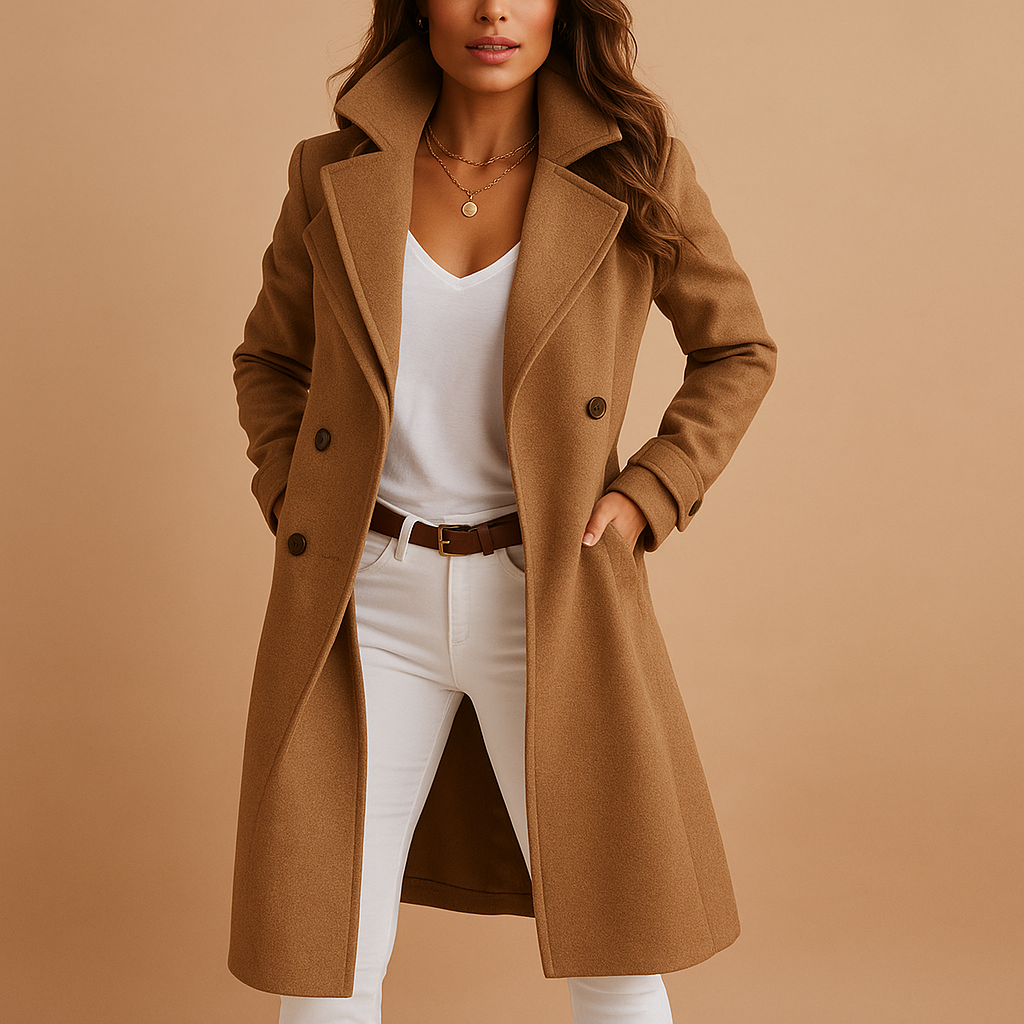 Women’s Long Coat | Tailored Design with Button Closure