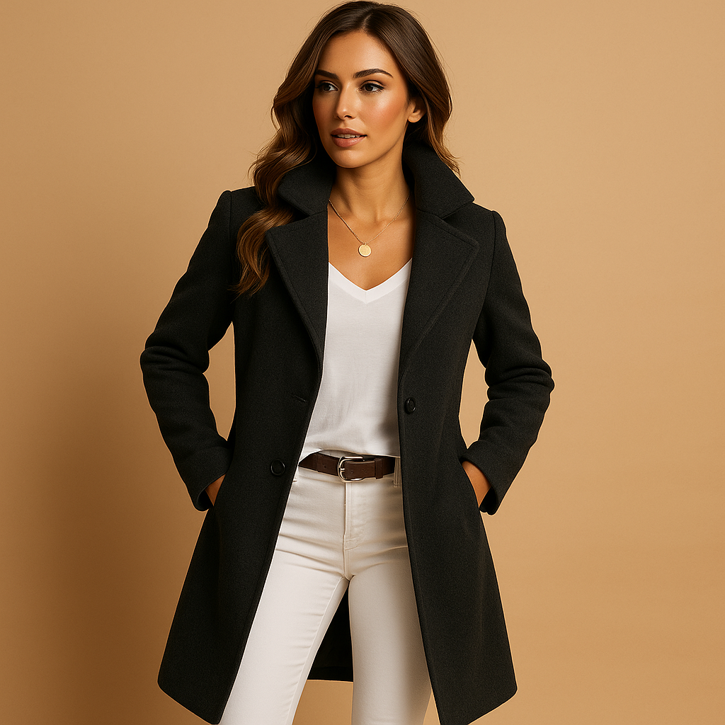 Women’s Long Coat | Tailored Design with Button Closure