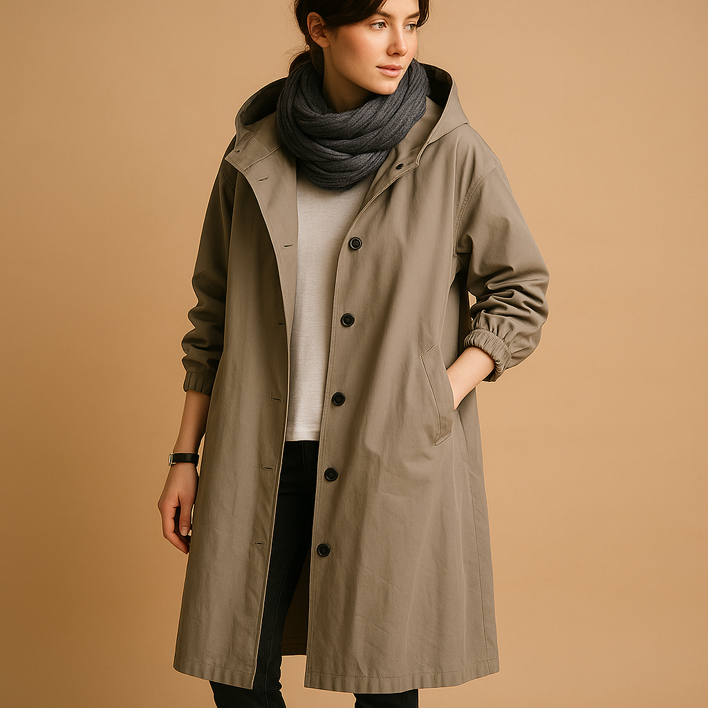 Women’s Long Raincoat | Full-Length Water-Resistant Design