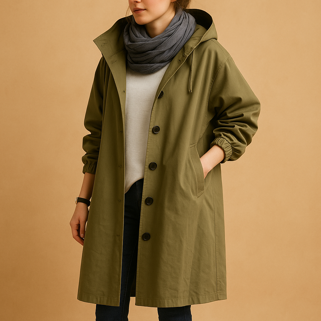 Women’s Long Raincoat | Full-Length Water-Resistant Design