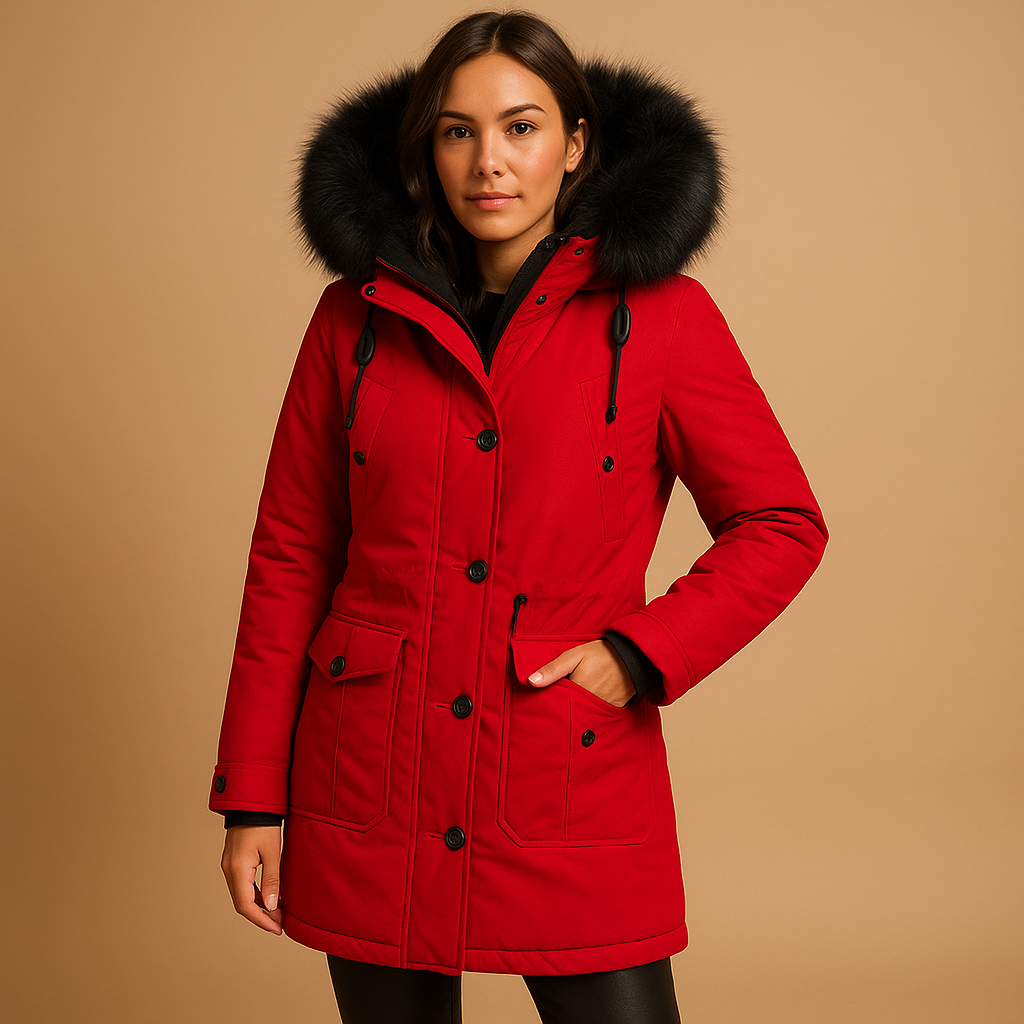 Women’s Long Winter Coat | Water-Resistant Design with Hood