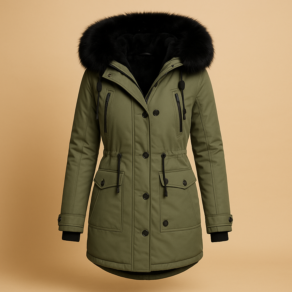Women’s Long Winter Coat | Water-Resistant Design with Hood