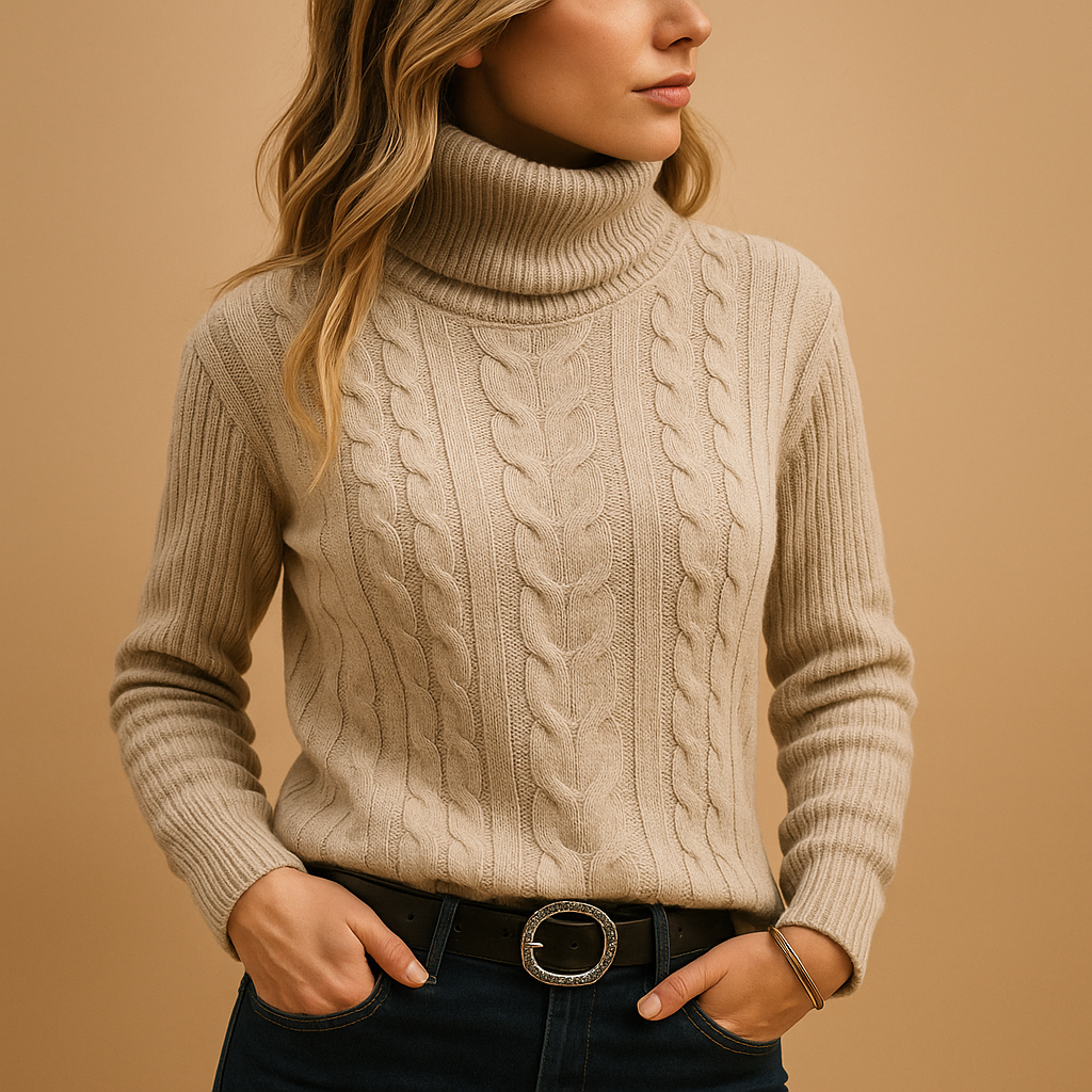 Women’s Lightweight Turtleneck Jumper – Soft Knit Roll Neck Top