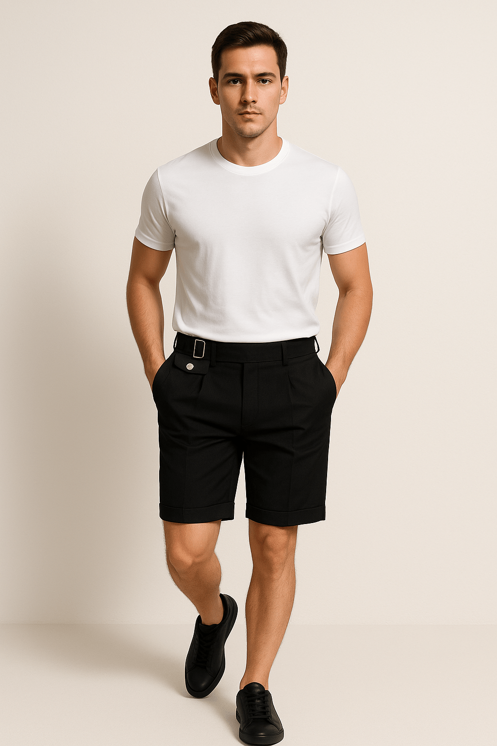 Men’s Pleated Shorts with Side Buckles | Smart Summer Style
