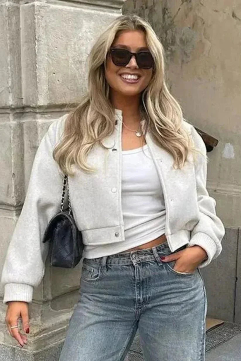 Cropped Bomber Jacket for Women – Sporty & Stylish